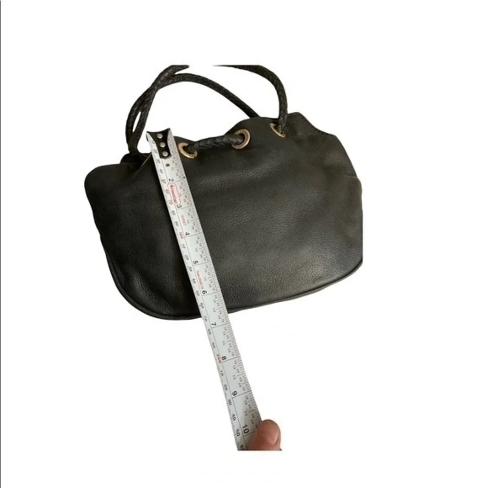 Michael kors mini black leather drawstring bag